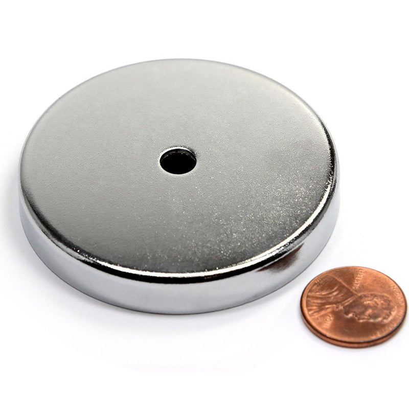 [Australia - AusPower] - CMS MAGNETICS - 5-Pack RB60 C8 Ceramic Ferrite Round Base Magnet with Anti-Corrosion Chrome Plated Steel Cup and 50 LB Pull Force - Cup Diameter: 60.4mm, Center Hole: 6.9mm, Thickness: 8.9mm 
