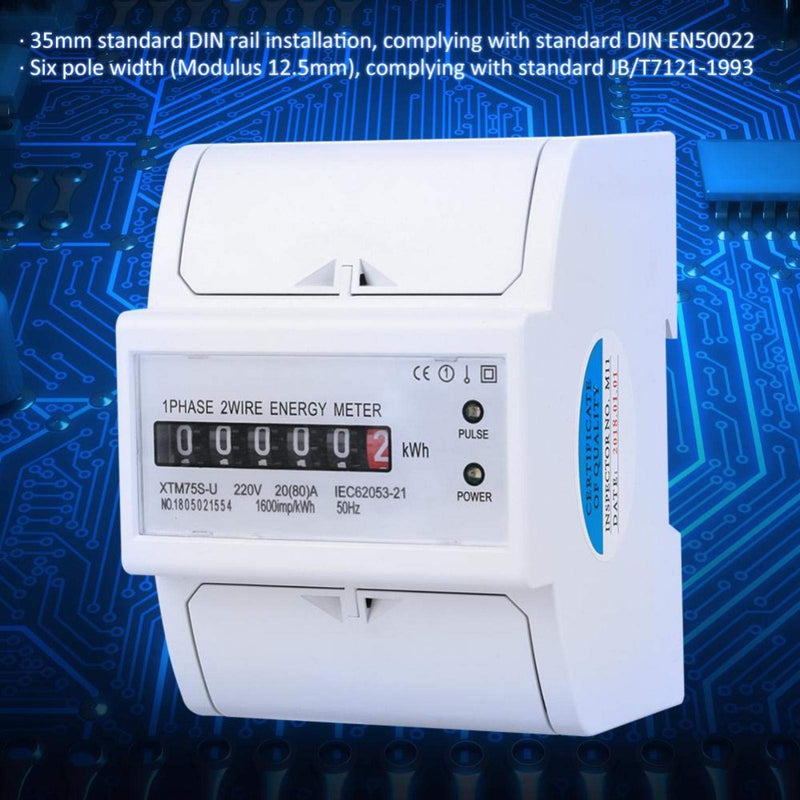 [Australia - AusPower] - Meter 220v Digital 1-Phase 2 Wire 4p Din-Rail Electric Meter Electronic Kwh Meter(20(80)A) for kwh meter 1 fase analog kwh meter 80 amp kwh meter electric consumption metre digital kwh meter 100 digit 