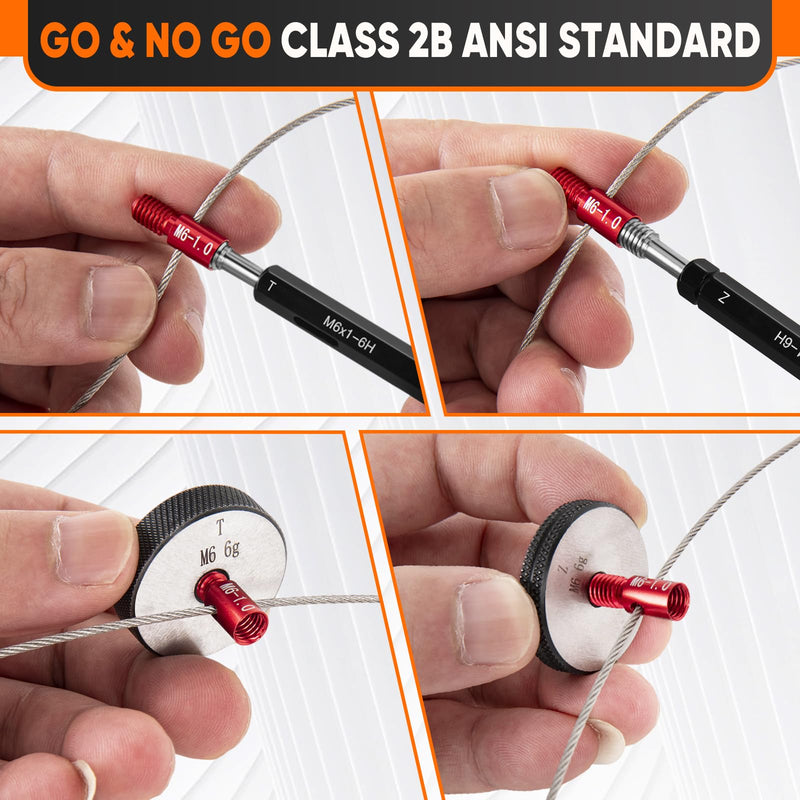 [Australia - AusPower] - ASDFGHT Nut and Bolt Thread Checker - SAE and Metric Size Identifier - (44 Gauges) Aluminum Nut Bolt Measurement Tool Red & Blue 44 specifications 