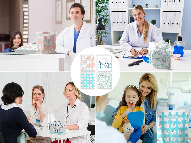 [Australia - AusPower] - 100 Pcs Dental Bags, Tooth Patient Care Dental Bags, 9 x 8 Inches dental goodie bags, for Dental Clinics, Schools and Patient use (Style 5) Style 3 
