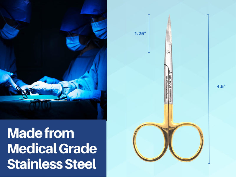 [Australia - AusPower] - Scissors 4.5 inch curved Gold Plated handle Dental Surgical Gum Scissors BY Wise Linkers 