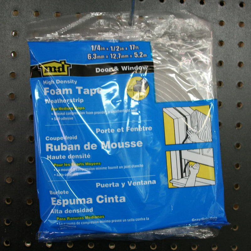 [Australia - AusPower] - Weather Proof Closed Cell PVC Foam Tape MD Building Products 02279 Gray 1/4" x 1/2" x 17' 