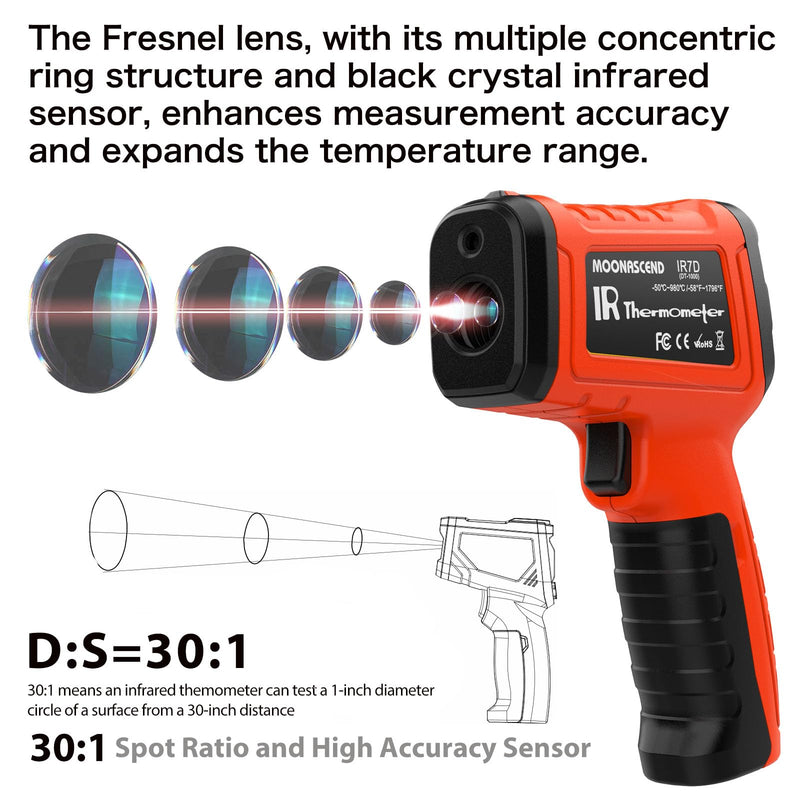 [Australia - AusPower] - 50:1 Infrared Thermometer Temperature Gun, -58°F to 1796°F Digital Laser Temp Gun for Cooking, Pizza Oven, BBQ, Fridge IR Handheld Gun for HVAC, Engine, and Industrial Use. 