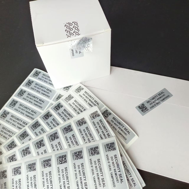200pcs Security Warranty Void qrcode Stickers with Serial Number Tamper Proof Evident Sealing Label for Package(2x0.6 inches,Matte Silver) Silver3