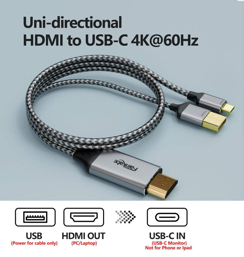 HDMI to USB C Adapter Cable 4K60Hz 6.6FT, HDMI Source Out to USB Type C in Display Converter, Compatible with Xreal Air, Nreal, RayNeo,Rokid AR Glasses, Steam Deck Dock, PS5, Xbox, Portable Monitor
