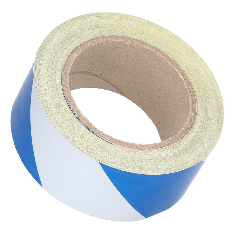 Safety Warning Stripe Tape, 2In x 98Ft High Visibility Barricade Adhesive Tape Blue & White Strong Grip Abrasive for Floor Walls Pipes 1Pc