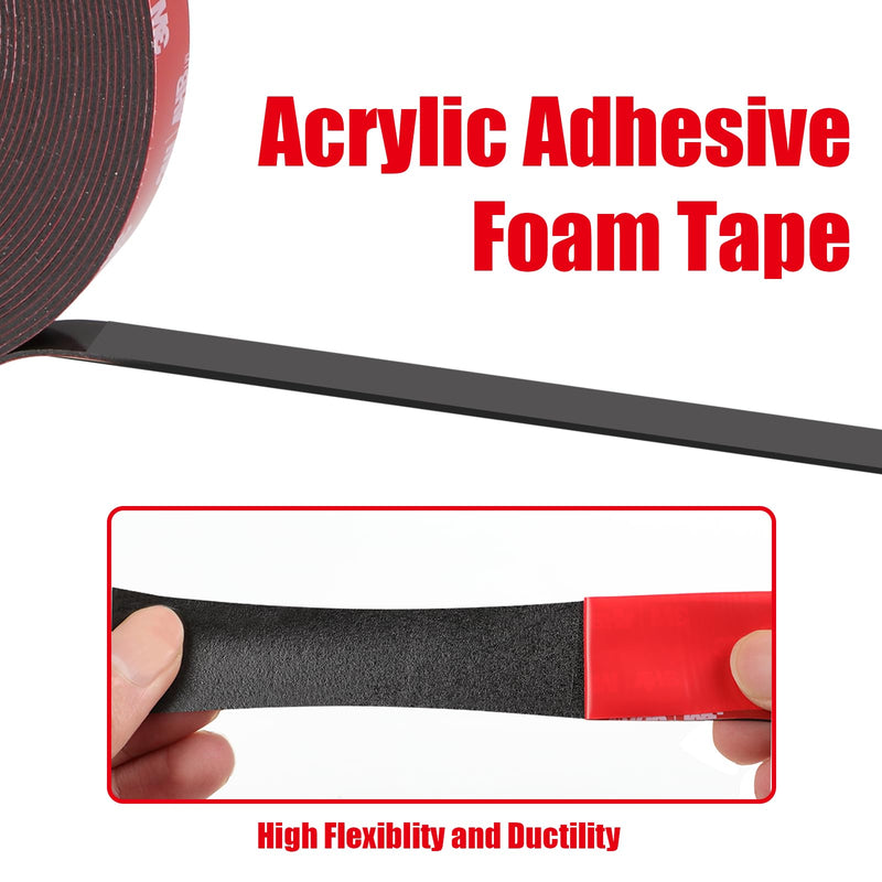 Double Sided Tape Heavy Duty, Waterproof Mounting Foam Tape, 73ft Length, 0.4in Width, High Temperature Resistant Adhesive Tape for Car, LED Strip Light, Office Decor, Uses VHB 5952 Raw Material 0.4in x 73ft