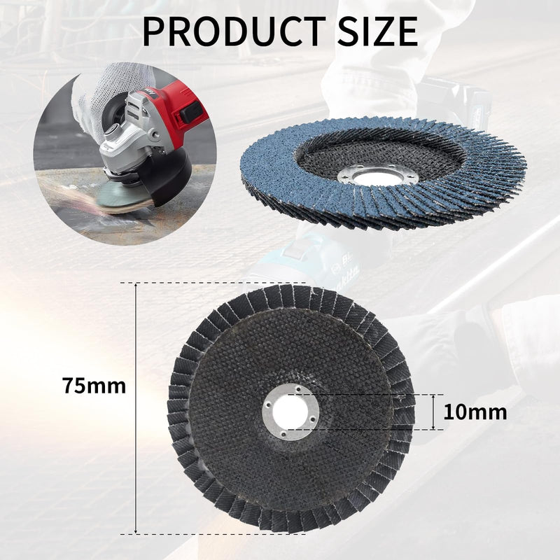 [Australia - AusPower] - Oiieco Pack of 12 Flap Discs, Sanding Discs Sanding Disc Slats Sanding Disc Set 40/60/80/120 for Metal Wood Steel (Blue) 