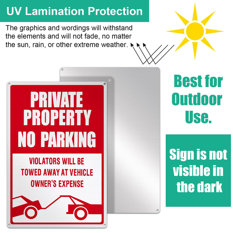 Outus 6 Pcs No Parking Sign, 18 x 12 Inches Reflective Private Property Sign Violators Will Be Towed, Rust Free Aluminum, UV Protected, Weather Resistant, Waterproof, Durable Ink, Easy to Mount