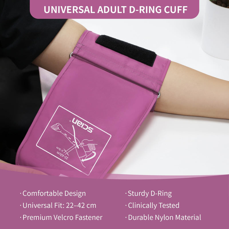 [Australia - AusPower] - SCIAN Palm Style Aneroid Sphygmomanometer with European Cuff 8.7-16.5", Manual Blood Pressure Cuff with Carrying Bag for for Nurse Doctor Senior Adult, Purple Red 