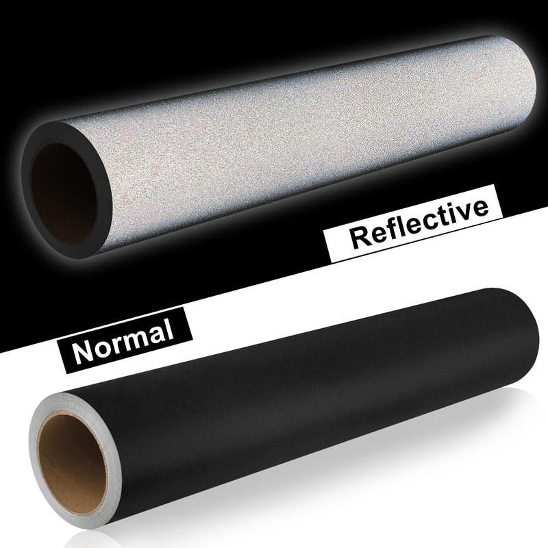 WRAPXPERT Black Reflective Vinyl, 12" x10ft Reflective Vinyl Permanent Adhesive Roll for Mailbox Numbers, Cars, Trucks, Motorcycles, Bikes, Helmets,Black 12"x10ft