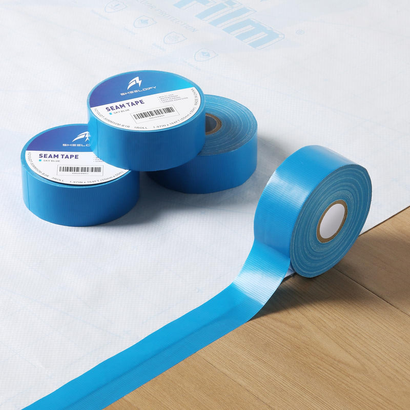 1.97" x 164‘ Seam Tape - Duct Tape Edge Tape Heavy Duty Multi-Purpose, Hand-Tearable, No Residue, Sky Blue, 1 Roll 1.97" x 164' 1Roll
