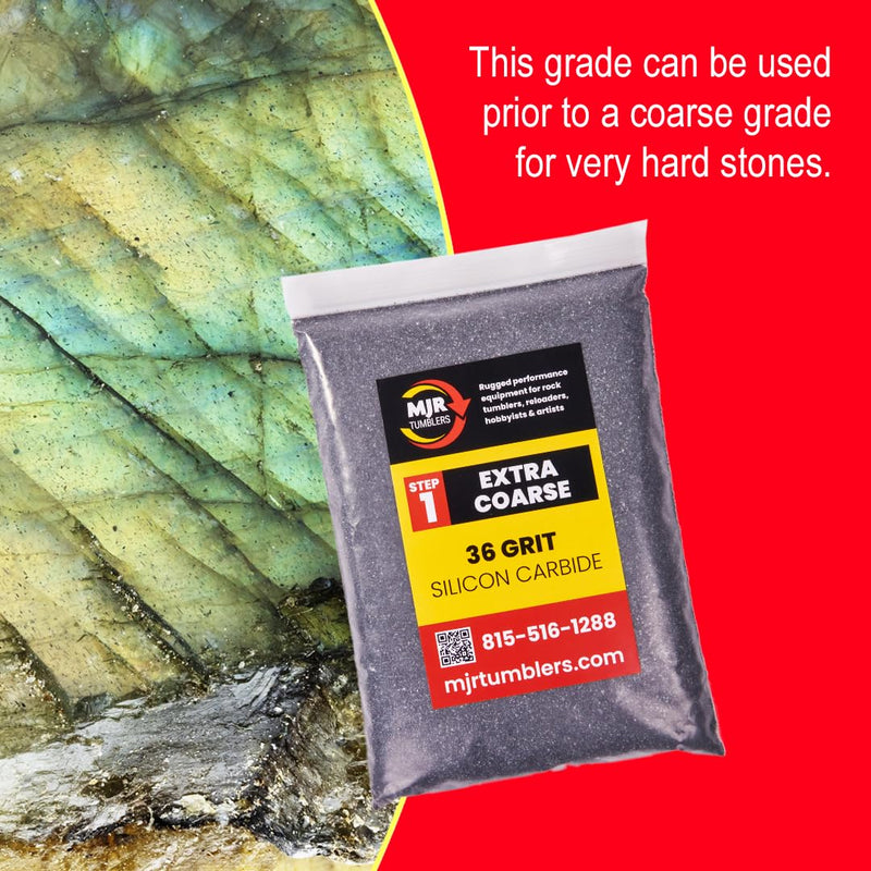 [Australia - AusPower] - 1lb MJR Tumblers 36 Grit Premium Extra Coarse Extremely Fast Cutting Silicon Carbide Rock Polishing Grit for Step/Stage 1, MJR Tumblers is a Disabled and Veteran Owned Company Proudly Located in USA 1 LB 36 Grit Step 1 
