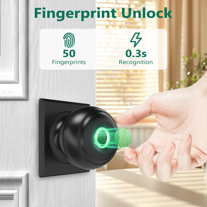 GeekTale Fingerprint Door Lock for Bedrooms, Fingerprint Door Knob with Lock, Smart Door Lock, App Control, Back-up Keys, Thumbprint Door Knob for Bedrooms, Office, Apartment Oil Rubbed Bronze-Rectangle