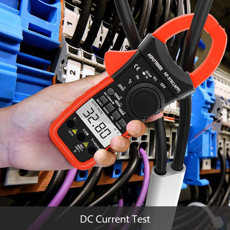 [Australia - AusPower] - Digital Clamp Meter AP-570T-APP Bluetooth Clamp Multimeter 4000 Counts Auto-Ranging Multimeter with DC/AC Voltage & Current, Resistance, Temperature, Frequency, Duty Cycle 570CAPP(Bluetooth Clamp Meter) 