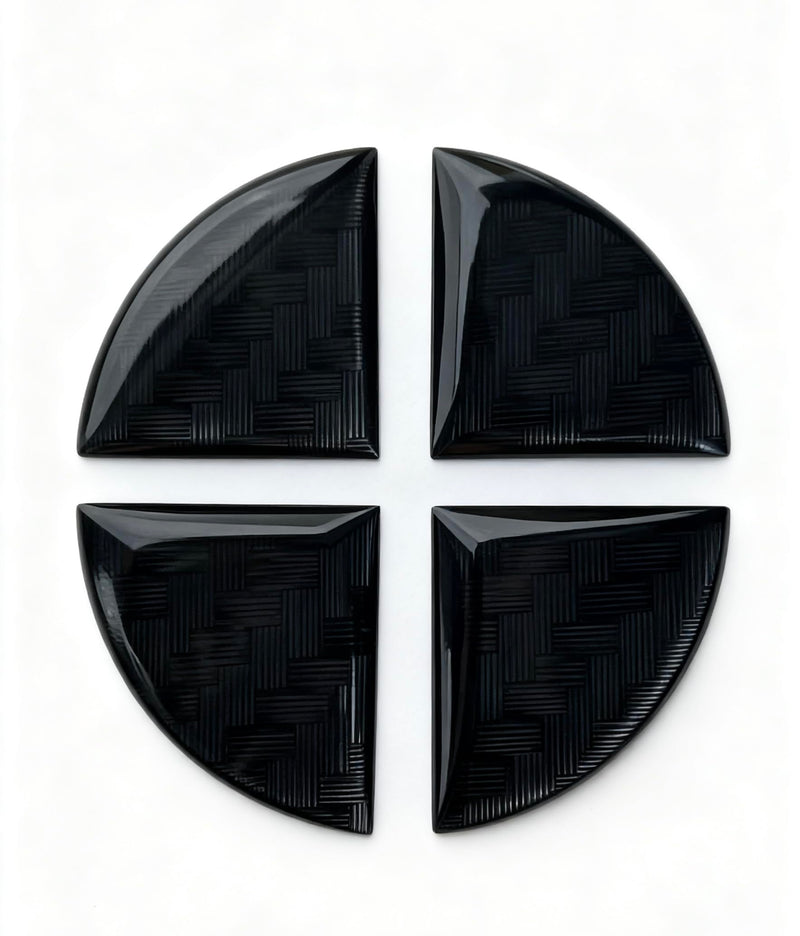 3D Epoxy Resin Sticker, Compatible with BMW Emblem,Blue Black Carbon Fiber Stickers, Two-piece Set with Front and Back Labels