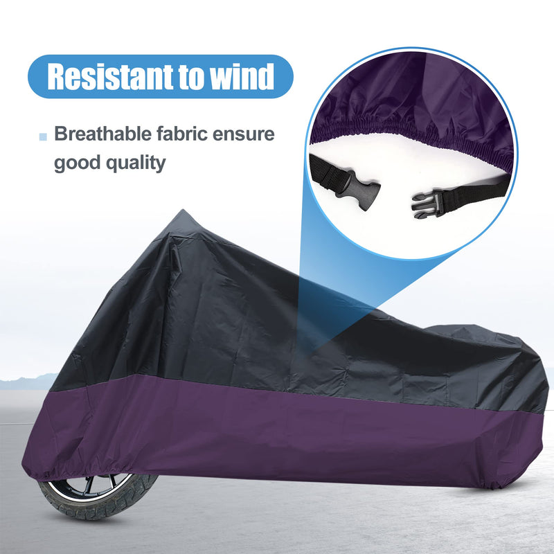 uxcell Motorcycle Cover Bike All Season Waterproof Dustproof Protective Outdoor Motorbike Rain Cover 190T XL Black Purple for Harley Davidson Sportster 883 1200 Dyna Touring