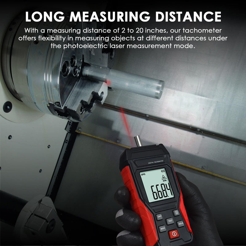 [Australia - AusPower] - 2-in-1 Digital RPM Tachometer Non-Contact RPM Gauge Tester Meter 3~100,000RPM | Contact Tach Speed Meter 3~19,999RPM Small Engine Tachometer with 4 Contact Probes,Data Hold,Max/Min,Backlight 