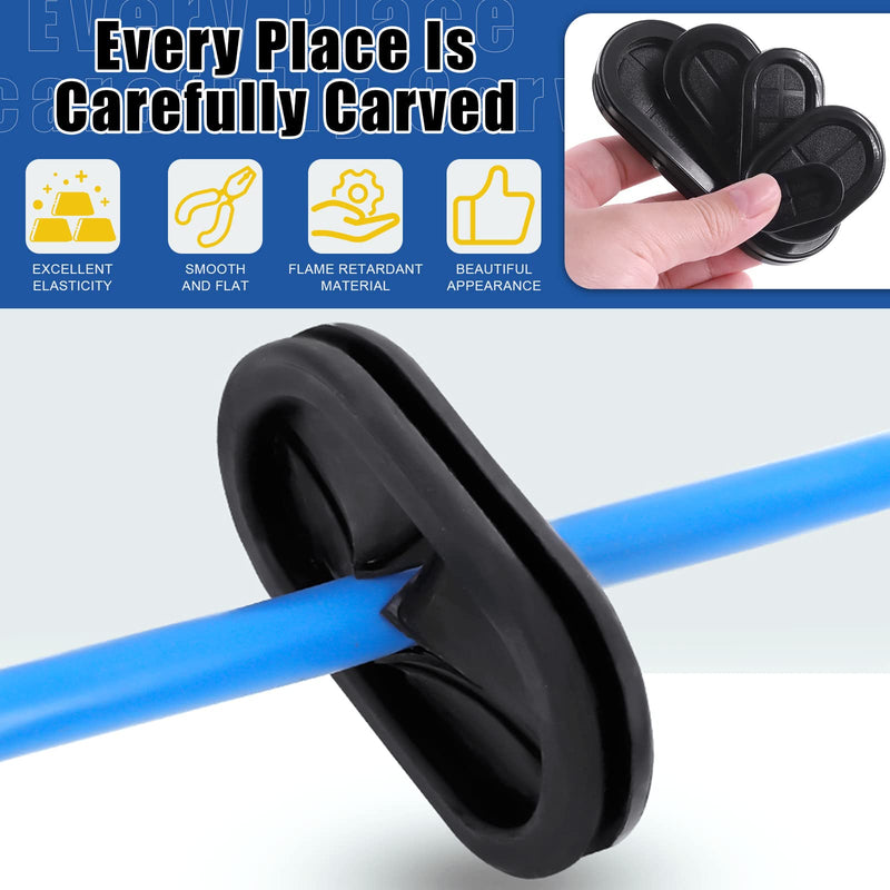 [Australia - AusPower] - Glarks 20Pcs Oval Closed Rubber Grommet Assortment, 5 Size Double Sided Rubber Grommets Firewall Hole Plug Set Electrical Wire Gasket with 1Pc Retractable Knife for Wire, Plug, Automotive, Plumbing 20Pcs Oval Rubber Grommet 