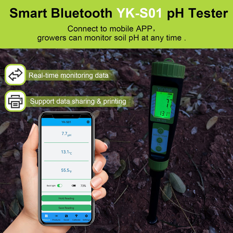 [Australia - AusPower] - YINMIK Digital Soil pH Meter for Gardeners, Soil Direct pH Tester for Plant Care, Measure pH of Solution Potting Soil Growing Media,Great for Indoor,Greenhouse,Outdoor,Garden, Lawn, Farming, Yard Use Soil pH Meter with Extra Probe 