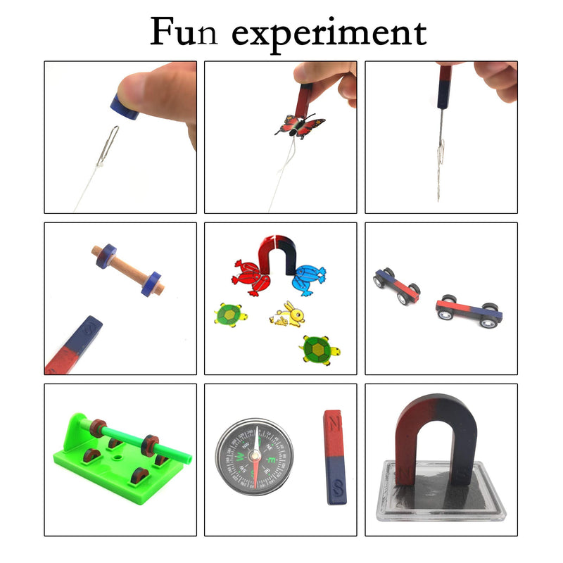 [Australia - AusPower] - EUDAX Labs Junior Science N/S Magnet Set for Education Science Experiment Tools Icluding Bar/Ring/Horseshoe/Compass Magnets 