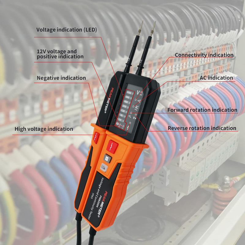 [Australia - AusPower] - Voltage Tester, Continuity Tester, Automatic Range 12 V ~ 1000 V, IP65 Multifunctional Comprehensive Electrical Tester, Can Measure AC/DC Voltage, Phase Sequence, Continuity, RCD, Battery-Free PM8200A1 