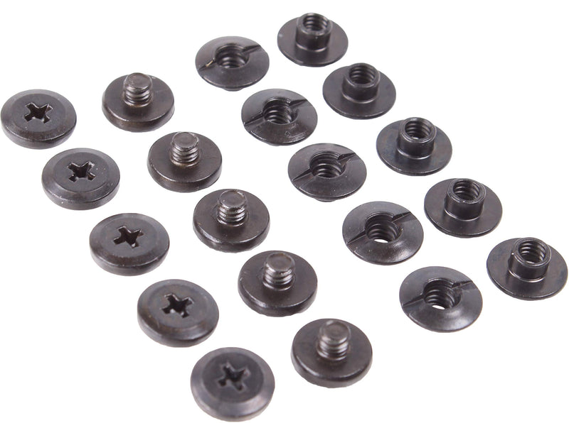 [Australia - AusPower] - 1/8" Black Chicago Screws & Binding Posts Fasteners for Leather Straps/Belts, Kydex Holster/Sheath Repair or Rivet Parts Replacement, Thru Hole Open Slot Design. Made in USA 10 Pack Flat Head 