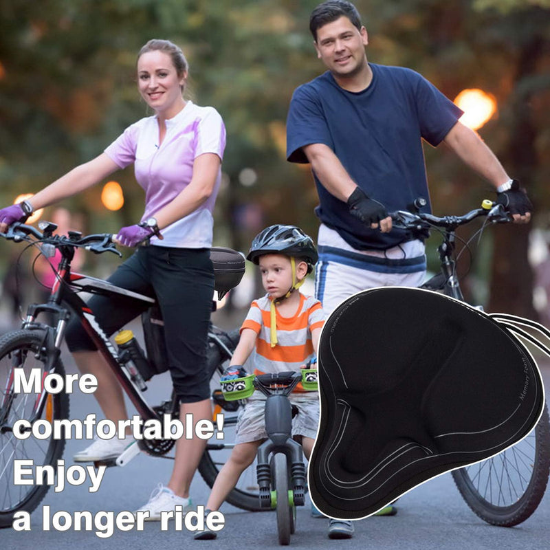 [Australia - AusPower] - DAWAY Comfortable Bike Seat Cover - C3 Soft Gel & Memory Foam Padded Bike Seat Cushion for Women Men Seniors, Comfort, Fits for Peloton, Stationary, Exercise, Mountain and Cruiser Bicycle Saddles C6M, Large 