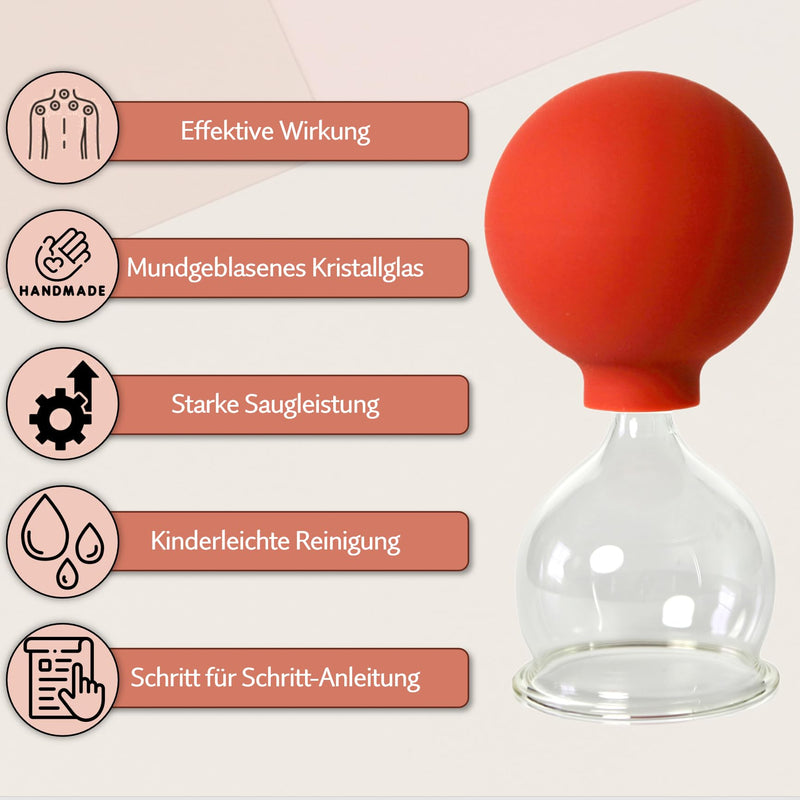 Lauschaer Glas Cupping Glasses with Ball 2 Pieces 50 mm for Professional, Medical, Fireless Cupping, Cupping Glasses (Pack of 2) 50 mm (Pack of 2)