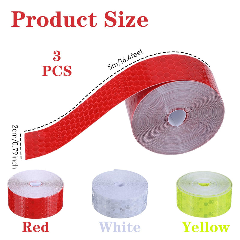 TIESOME 3 Rolls Reflective Tape Outdoor Waterproof, High-Visibility Neon Reflective Tape Safety Warning Tapes Durable Lasting Color Neon Tapes for Car Bike Baby Stroller Helmet(0.8In x 16 Feet)
