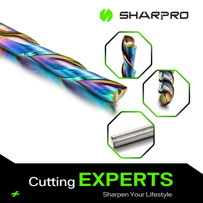 1/4 Downcut Router Bit 1/4 Shank, Spiral CNC Router Bits with Coating, Down Cut Carbide End Mills for Woodcraft, Engraving, Mortising, Acrylic and Aluminum,1-1/4" CL,3" OVL 1/4" Dia - 1-1/4" CL - 1/4" Shank(downcut)