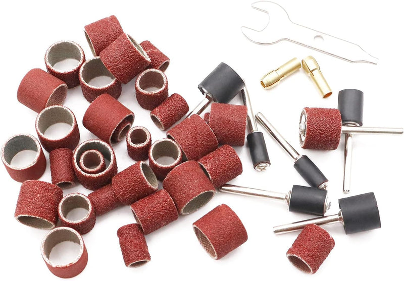 [Australia - AusPower] - mxuteuk 531 Pieces Sanding Drum Set 504 Pieces 80/120/150/240/320/400/600 Grit Drum Sanding Sleeves and 24 Pieces Drum Mandrels 2 Pieces Self-Clamping Drill Chuck and Combination Wrench 531 Stück 