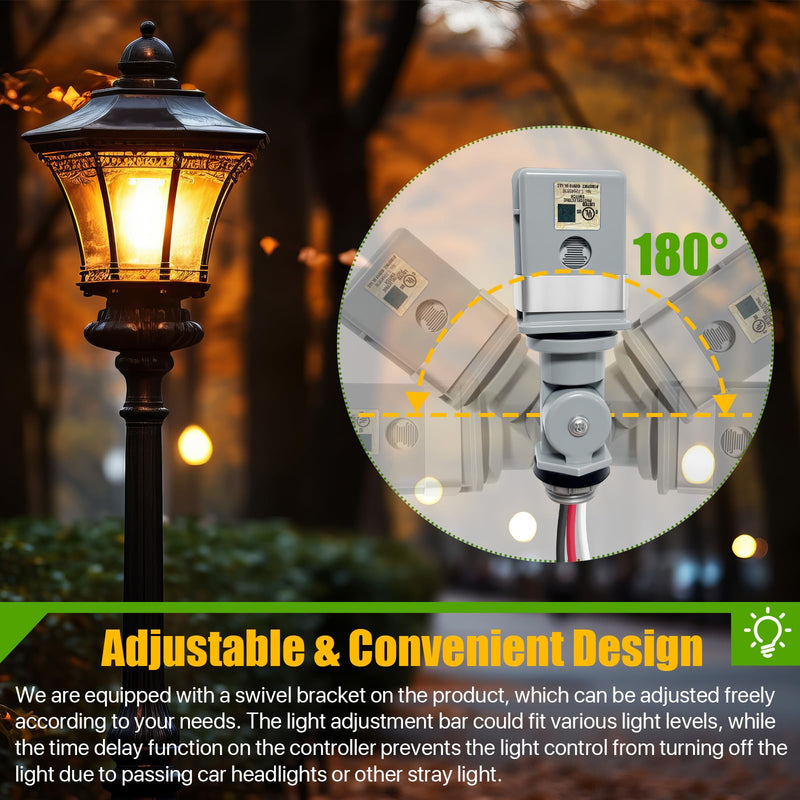 [Australia - AusPower] - 2 Pack Waterproof Photocell Sensors for Outdoor Lights, 120V AC 50/60Hz Photocells with 16-Gauge Wire & Swivel Mount, Dusk to Dawn Photoelectric Switch for Backyard, Barns & Outdoor Lighting 2 