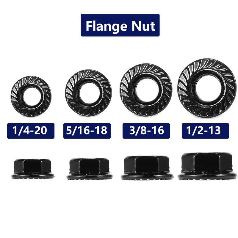 [Australia - AusPower] - 1/4-20 Serrated Flange Hex Lock Nuts 100Pcs 304 Stainless Steel 18-8, Full Thread, Hex Drive, Bright Finish, Black Oxide by SG TZH 100 1/4-20 