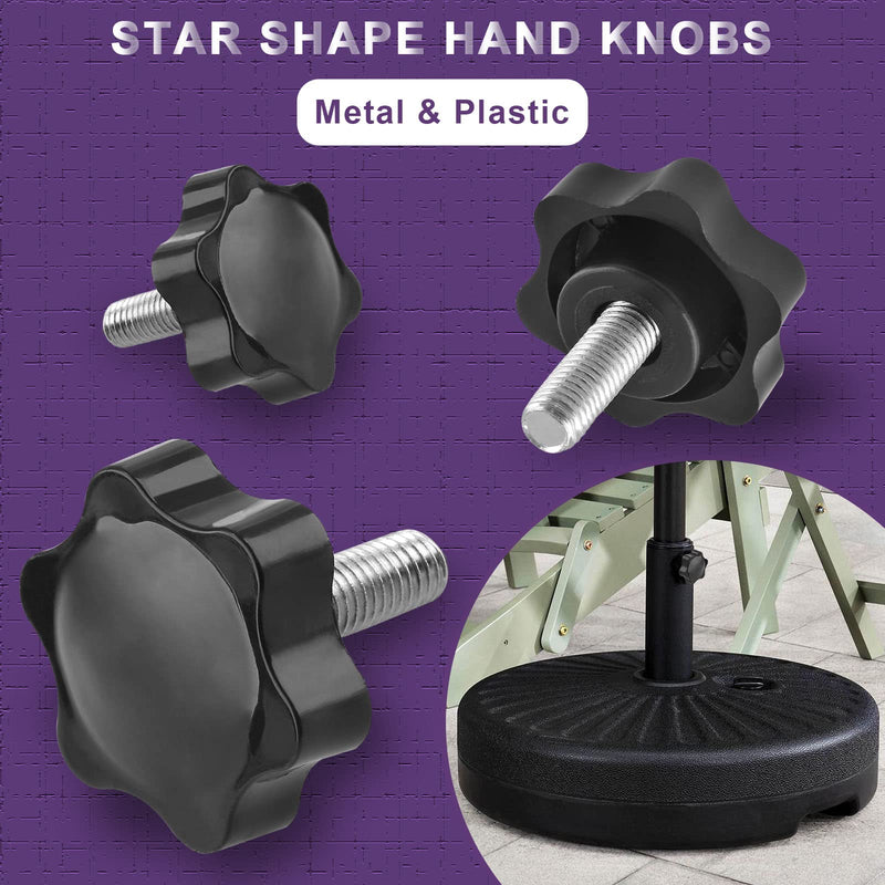 [Australia - AusPower] - M8 x 20mm Thread Star Knob 2Pcs, Plastic Hex Shaped Clamping Knob Handle Hand Tightening Screw for Umbrella Base Replacement M8 x 20mm Hexagonal Handle Black 