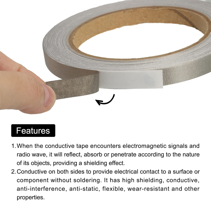 MECCANIXITY Faraday Cloth Tape 0.39" W x 65.62 Feet Conductive Cloth Fabric Adhesive Tape Roll for Laptop Cable EMI Shielding 2 Pcs 0.39"x65.62 Feet