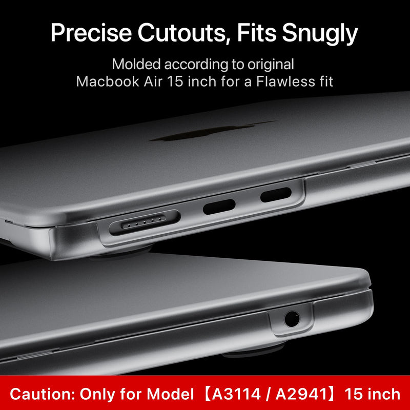 [Australia - AusPower] - Invisible Armor for MacBook Air 15 inch Case 2023 2024 New M3 M2 [Same as Bare Device] [Scientific Slim] Protective Hard Shell Translucent Cover for Laptop Model A3114 A2941 - Matte Clear 