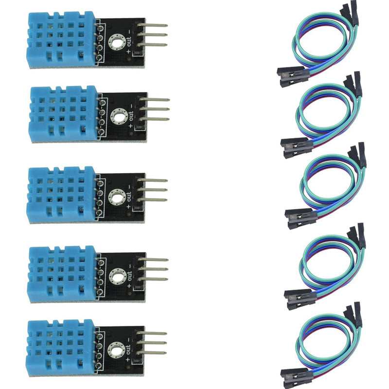 [Australia - AusPower] - 10-Pack Environmental Sensor Bundle: 5x DHT11 Temp & Humidity Sensors (3.3V-5V, 0-50℃, 20%-95%) + 5x LM393 Soil Moisture Sensors (3.3V-5V) 