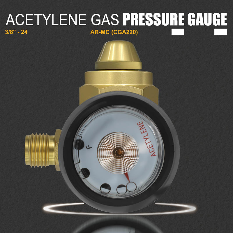AR-MC CGA200 MC Tank Acetylene Regulator, Matching Turbo Style Acetylene Kit, Air Acetylene