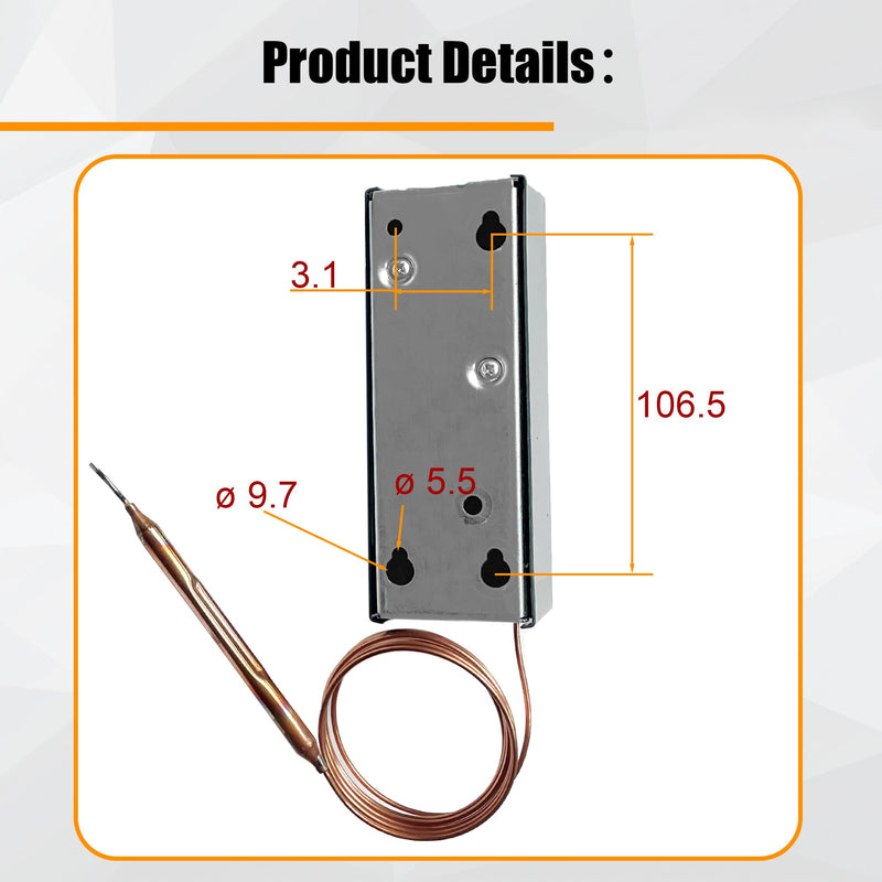 [Australia - AusPower] - W1609-101 Refrigeration Thermostat Temperature Controller Remote Bulb TH-1609 ( from -30 Degrees F to 90 Degrees F ,-34 Degrees C to 32 Degrees C, 5 Ft Capillary) 