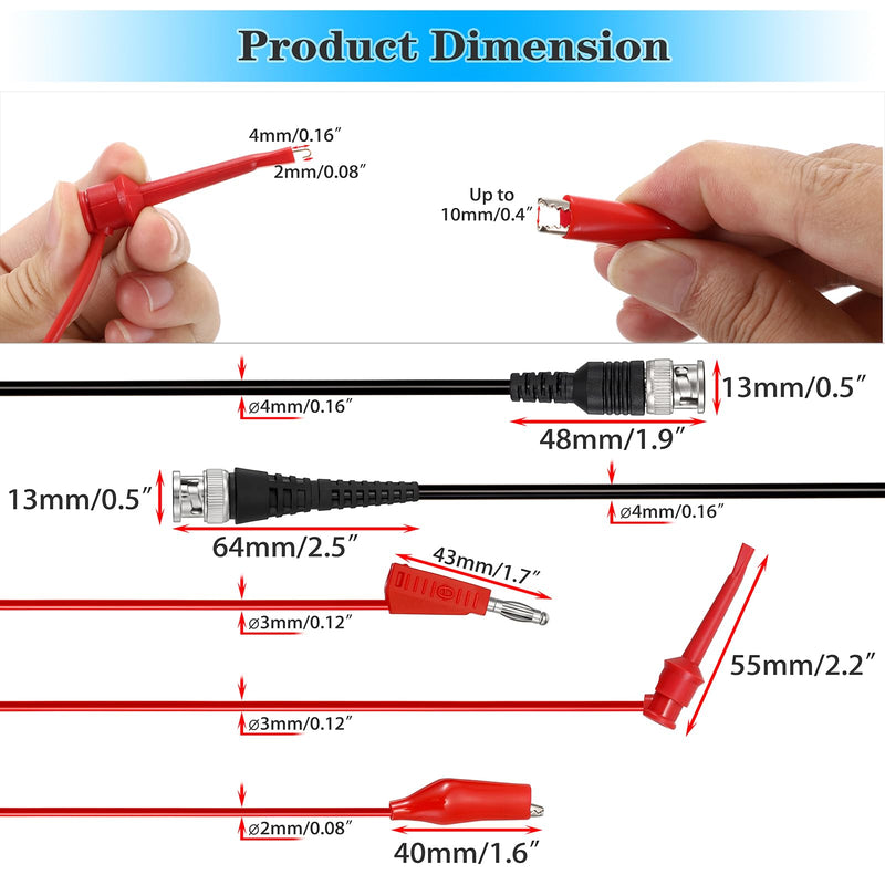 [Australia - AusPower] - Sumnacon P6100 Universal Oscilloscope Probe with Accessories Kit 2Pcs 100 MHz X1/X10 High Sensitivity Oscilloscope Clip Probes with BNC to Test Lead Kit, Mini Alligator Clip and Ground Lead 