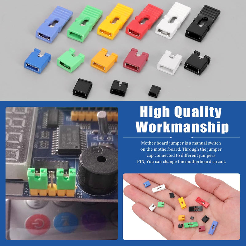 [Australia - AusPower] - Glarks 300pcs 1.27/2.0/2.54/mm Jumper Caps Kit, 6 Colors PCB Circuit Board Shunt Cap, Jumper Short Circuit Connection Pin Blocks, Standard Computer Jumper Caps for Arduino Raspberry Pi PCB PC DVD HDD 