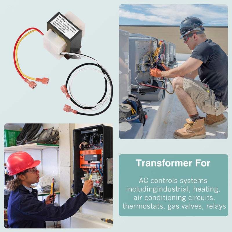 [Australia - AusPower] - 46-24124-06 HVAC Transformer 40 VA 120/24V Replacement for Furnace 46-24124-06 BE161640GDD 29M7101,120V to 24V AC HVAC Furnace Transformer Channel 2 Hole Mount 