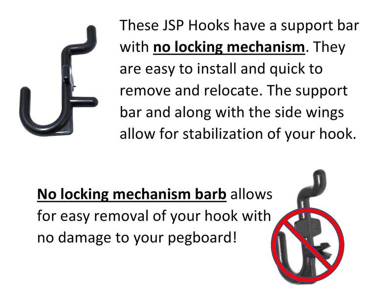 [Australia - AusPower] - JSP Manufacturing Peg Board Non-Locking Plastic J Hook Style Hooks | Garage Tool Storage Craft Hooks Pegboard Asscessories (50, White) 50 