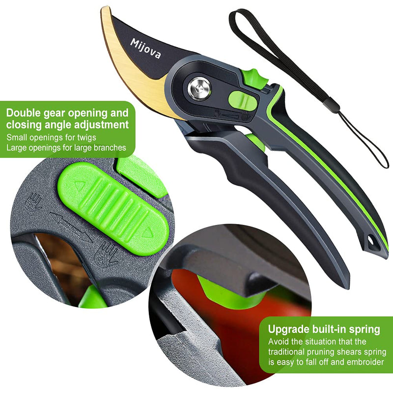 Professional Garden Shears & Clippers – Sharp Pruning Shears for Flowers, Twigs, Roses, Grape Vines, Trees & Bonsai | Heavy-Duty Hand Scissors, Secateurs & Trimmers | Perfect Gardening Gift (green) Green
