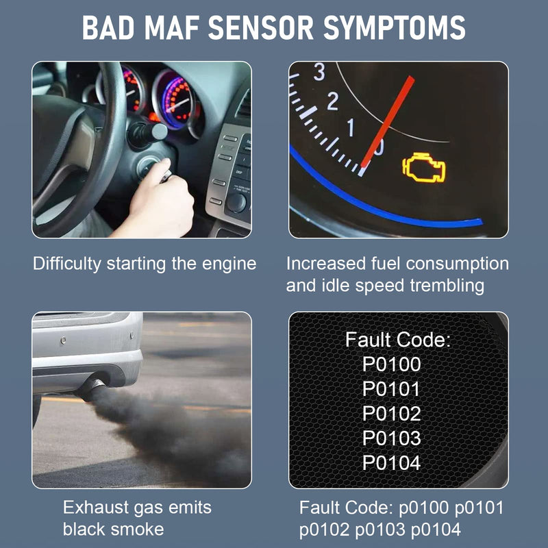 Mass Air Flow Sensor, Maf Sensor Compatible with Chevy Astro, Blazer, Impala, S10, Lumina - Gmc Jimmy, Sonoma - Buick Regal, Century, Rendezvous, Replaces 25008302, 2133458