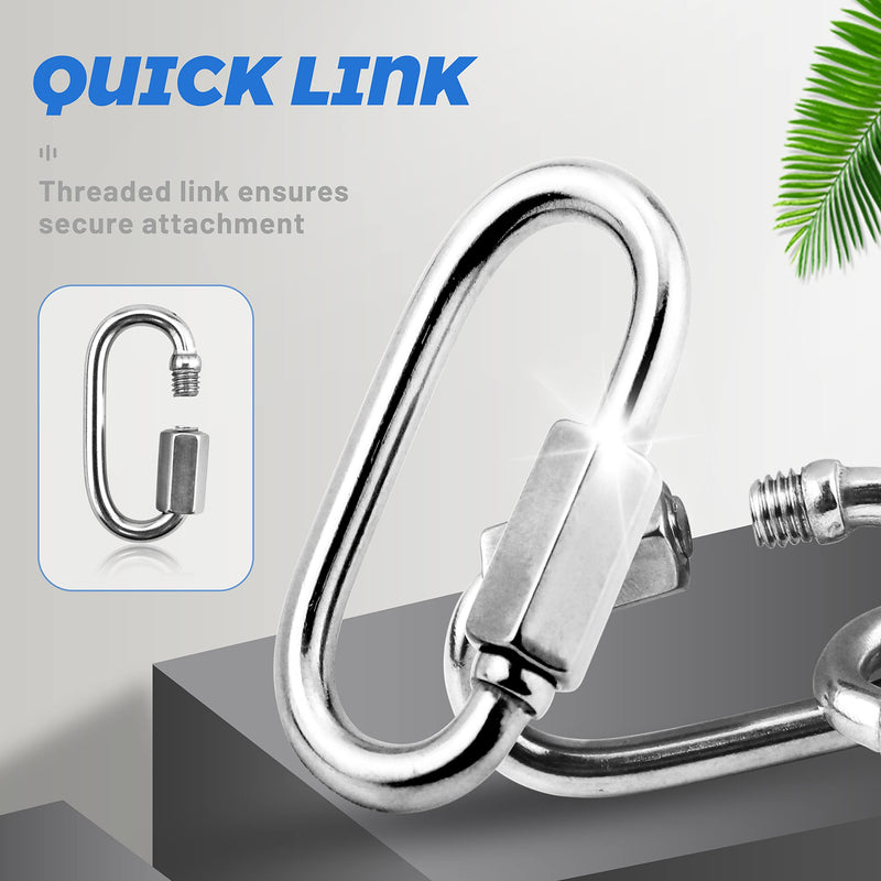 [Australia - AusPower] - 10 Pack 304 Stainless Steel M3.5 Chain Link, 1/8 Inch D Shape Locking Quick Chain Repair Links Pets Keychain for Outdoor Traveling Equipment 
