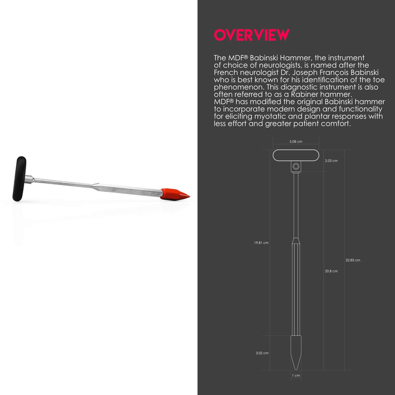 [Australia - AusPower] - MDF Instruments, Babinski Neurological Reflex Hammer with Pointed tip for Superficial responses - Free-Parts-for-Life & Lifetime Warranty - Black (MDF535-11) 