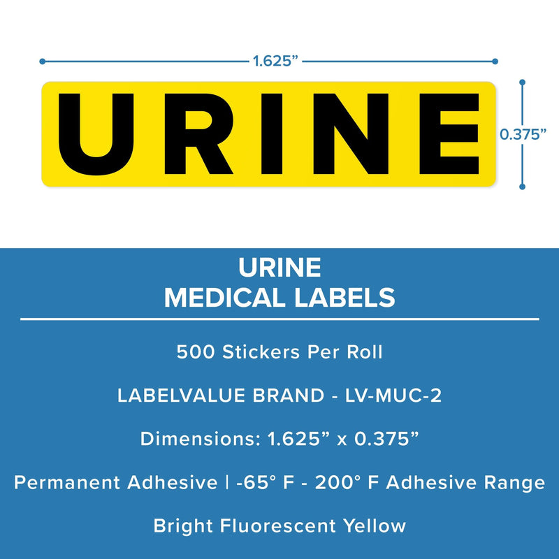 Urine Specimen Medical Labels, High-Visibility, 1.625" x 0.375", 500 Labels/Roll