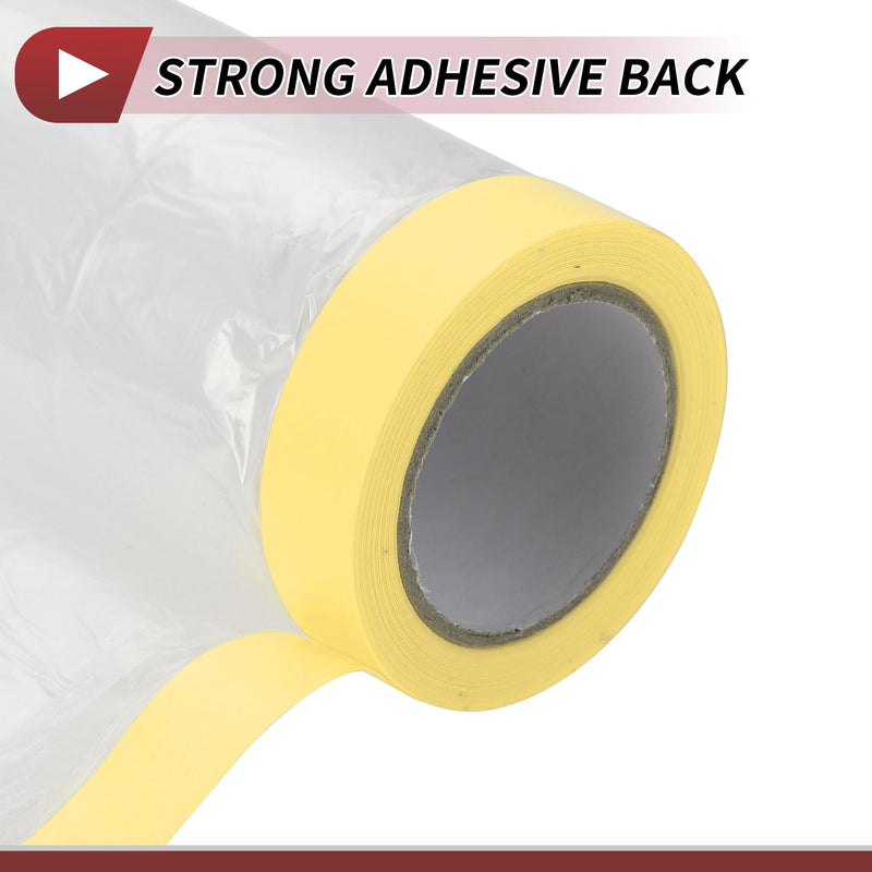 1 Pcs for Wall Covering Frames Cars Auto Body Paint Supplies Pre-Taped Masking Film Plastic Cover 1000x180cm / 32.81ftx70.87" Light Yellow White